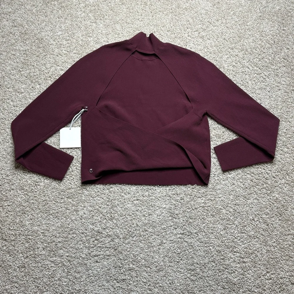 Lululemon Ribbed-Knit Twist-Back Mockneck Sweater